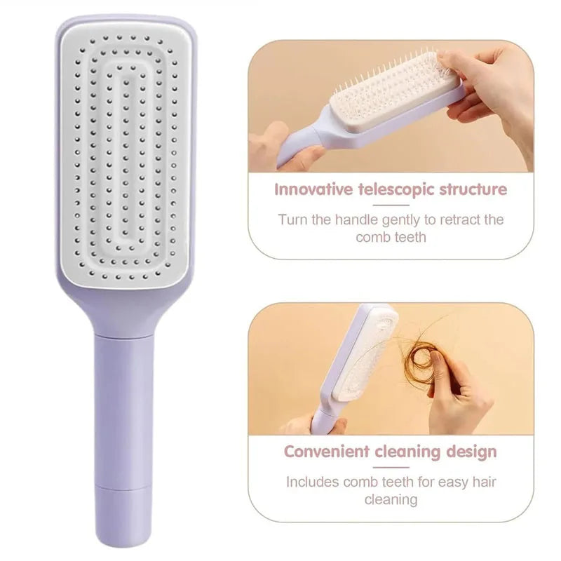 Brosse à Cheveux Rotative Autonettoyante