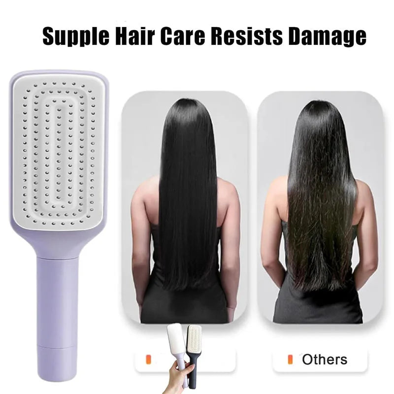 Brosse à Cheveux Rotative Autonettoyante
