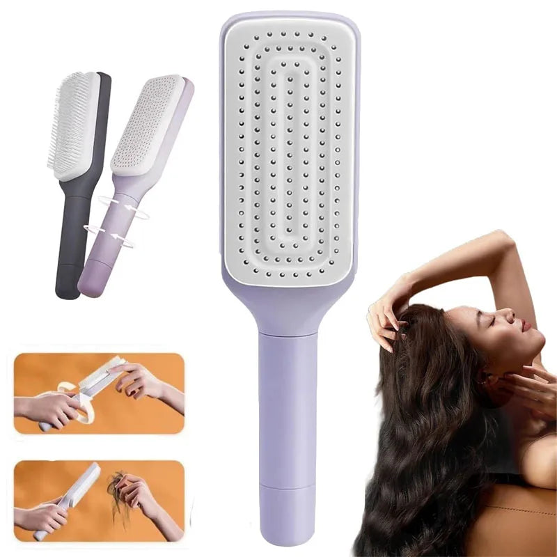 Brosse à Cheveux Rotative Autonettoyante